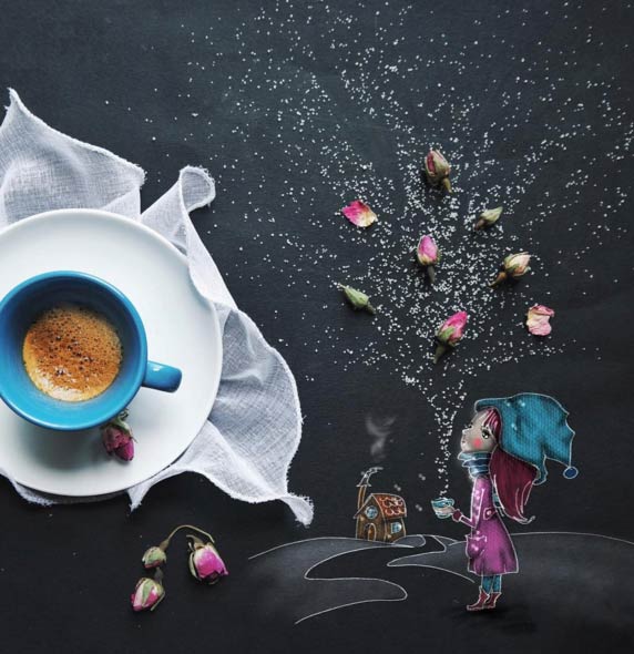 خلاقیت جالب هنری در زمان  نوشیدن قهوه توسط سینزیا بولونیزی